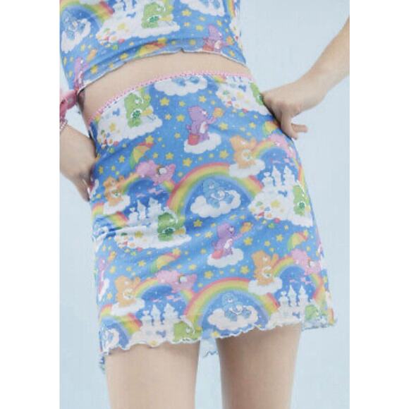 Dolls Kill Brand Care Bears Mesh Mini Skirt Size Small NWOT - Picture 2 of 7